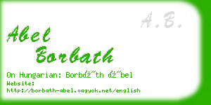 abel borbath business card